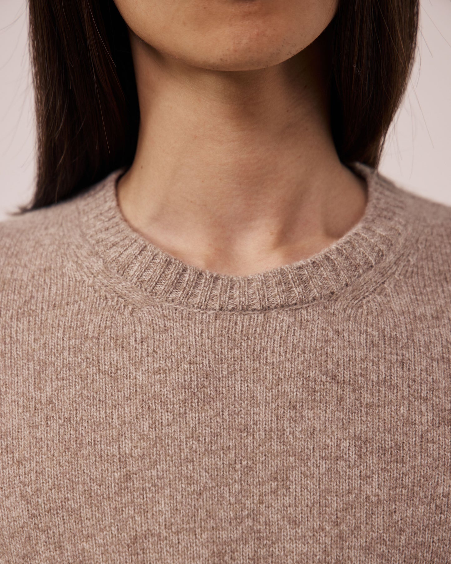 Pull Homme en Laine Mérinos Extrafine Tabac Seamless Crew
