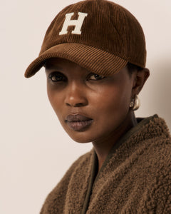 Casquette Femme en Velours Côtelé Caramel
