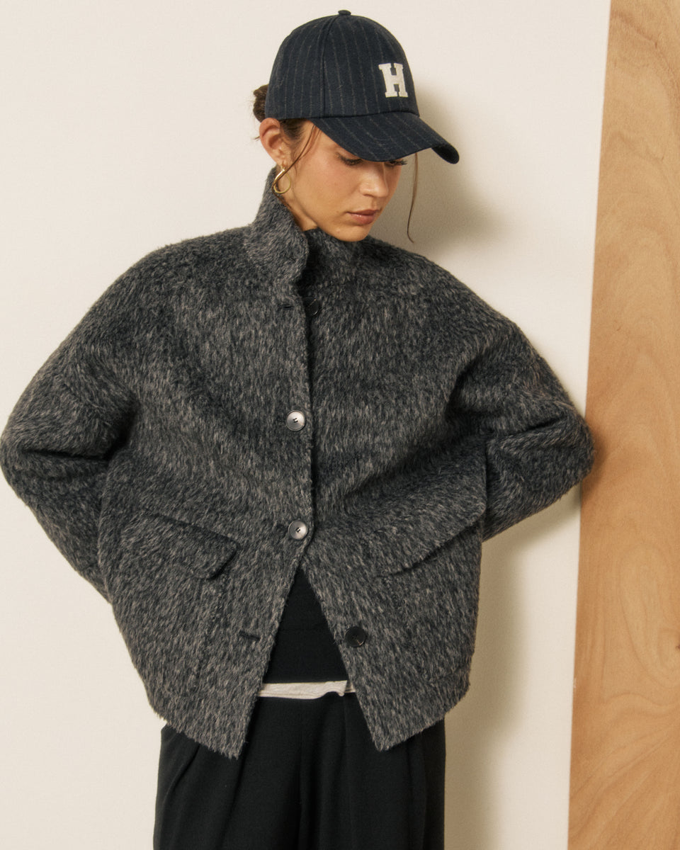 Casquette Femme en Flanelle à Rayures Bleu Nuit H - Image principale