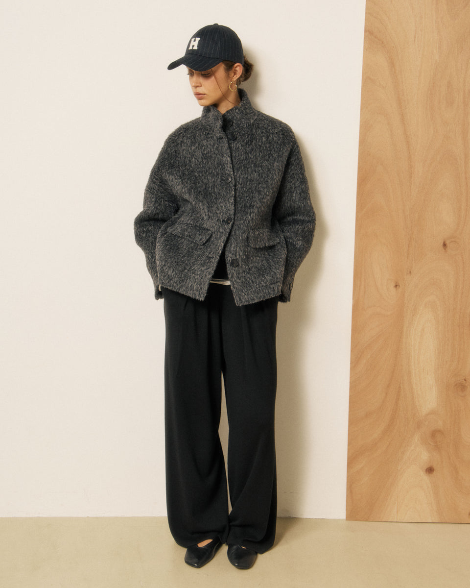 Casquette Femme en Flanelle à Rayures Bleu Nuit H - Image 3
