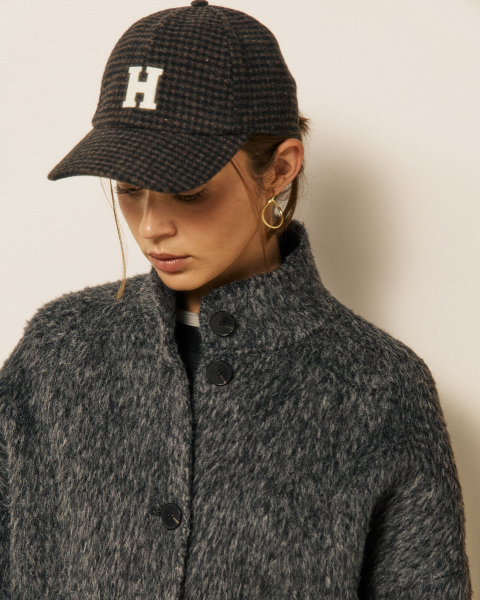 Casquette Femme en Flanelle de laine Pied-de-poule Marron & Noir H - Image principale