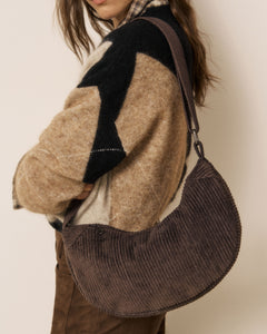 Sac Femme en Velours Côtelé Chocolat Anouk