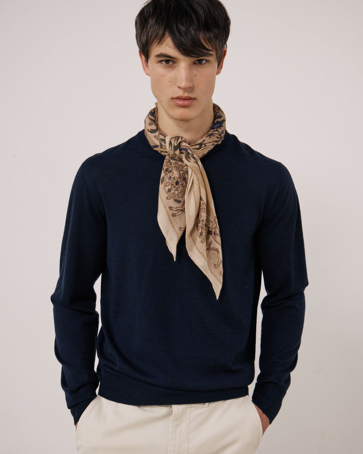 Echarpe Homme en Laine Beige Bandana