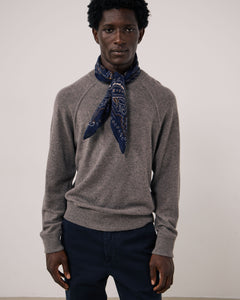 Echarpe Homme en Laine imprimée Paisley Bleu Marine Bandana