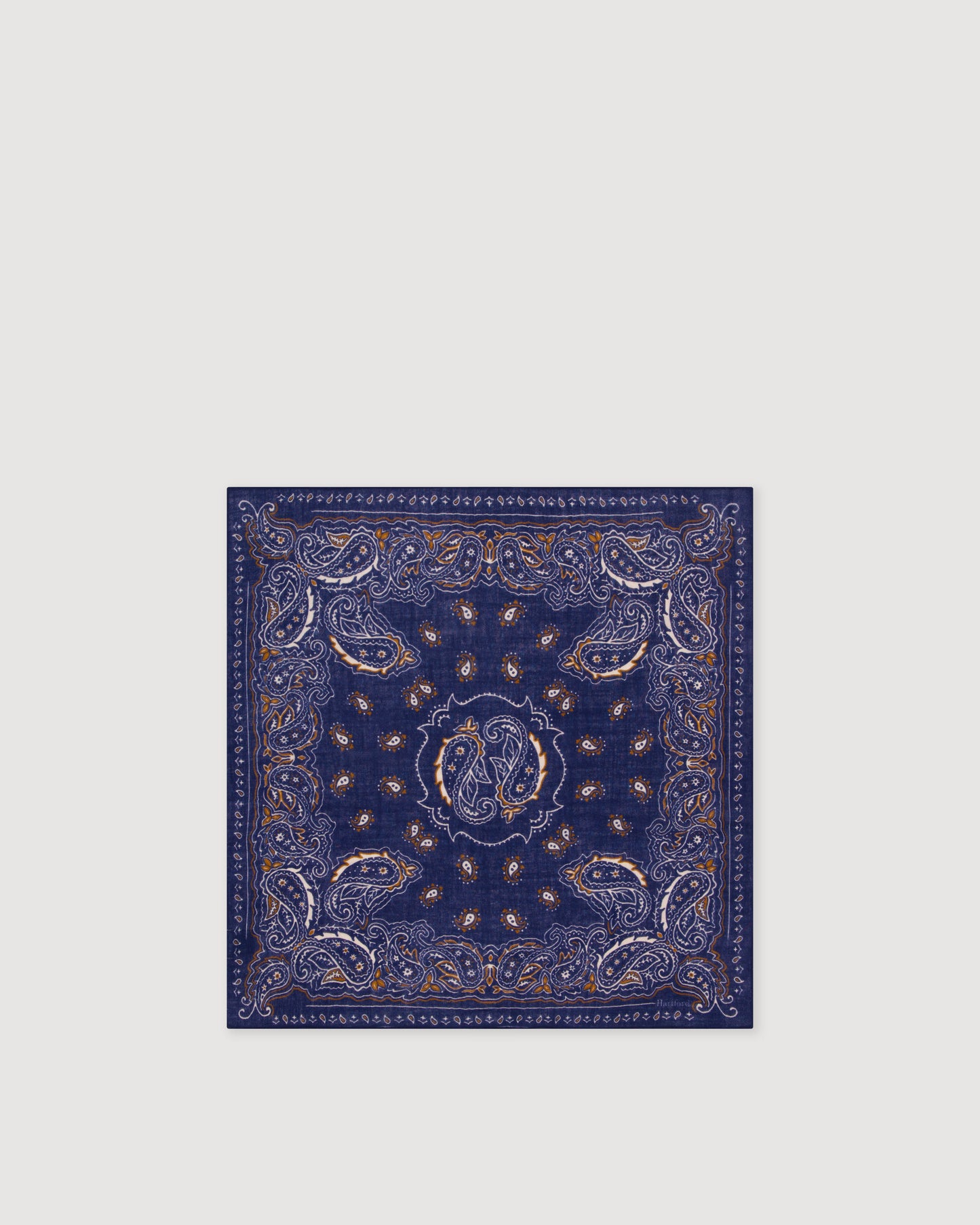Echarpe Homme en Laine imprimée Paisley Bleu Marine Bandana