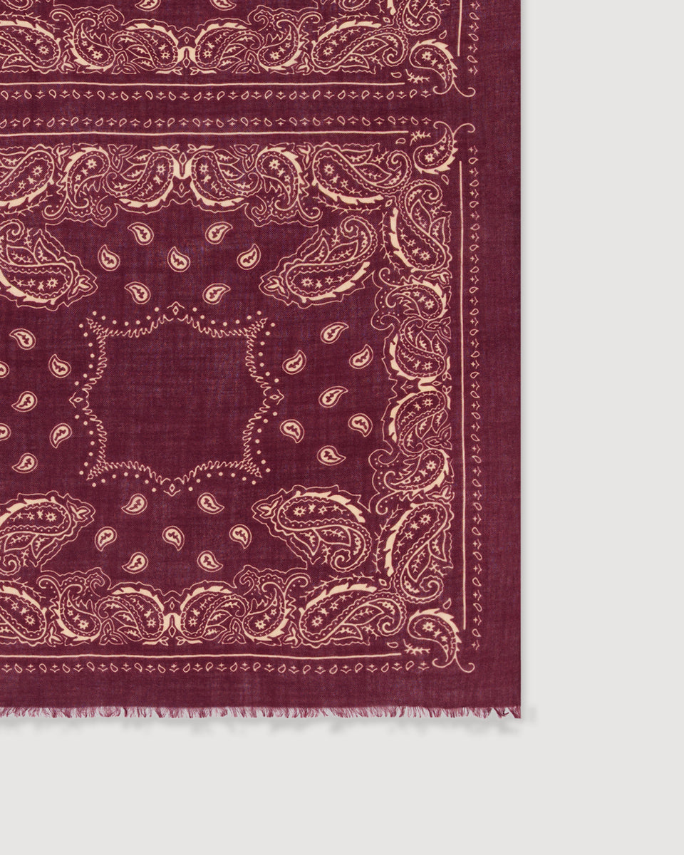 Echarpe Homme en Laine imprimée Paisley Bordeaux Bandana - Image 3