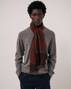 Echarpe Homme en Laine à Carreaux Tartan Rouge Tartan