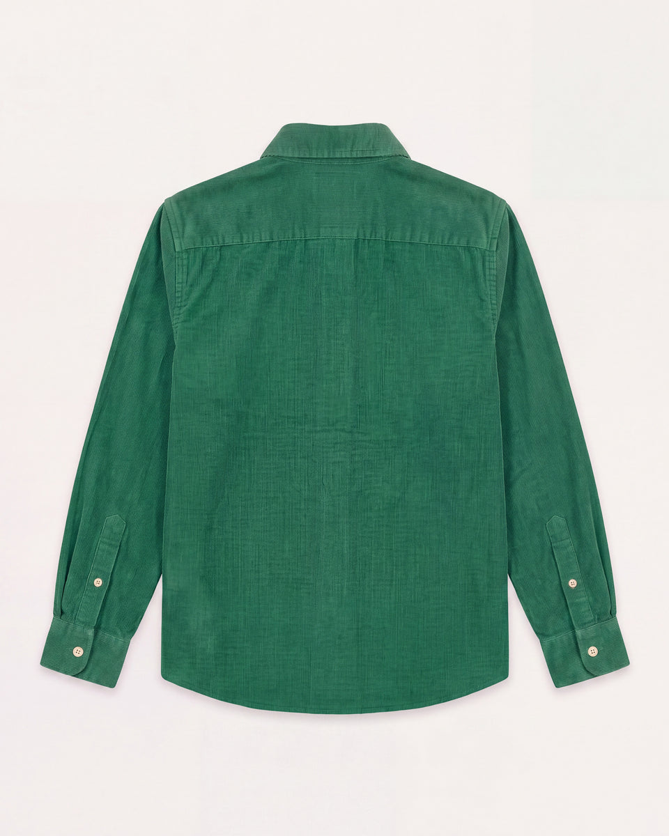 Chemise Garçon en Velours Côtelé Fin Vert Paul - Image 2
