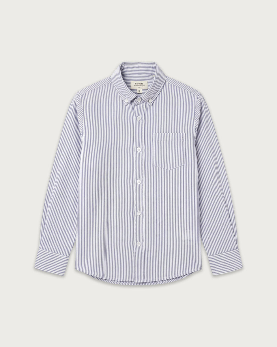 Pitt Boys' Blue Striped Brushed Oxford Shirt - Image principale