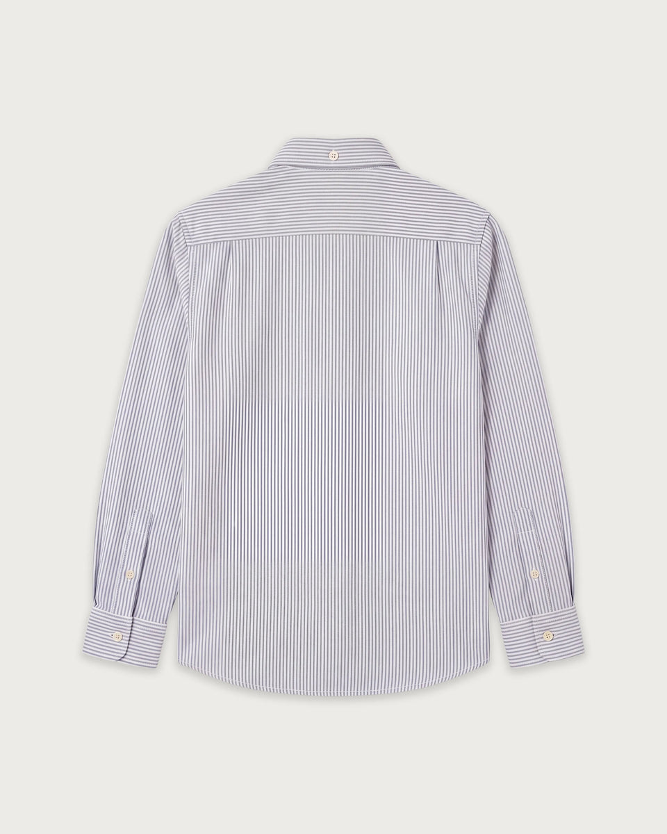 Pitt Boys' Blue Striped Brushed Oxford Shirt - Image 2