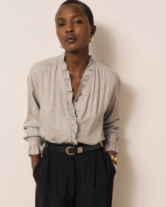 Chemise Femme en Viscose & Laine Gris Carmela
