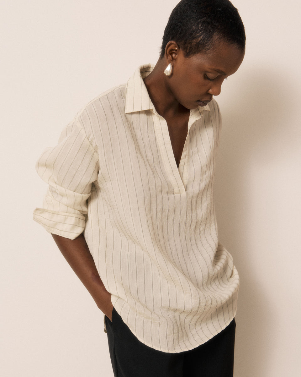 Blouse Femme en Viscose à Rayures Blanc & Noir Chorus - Image principale