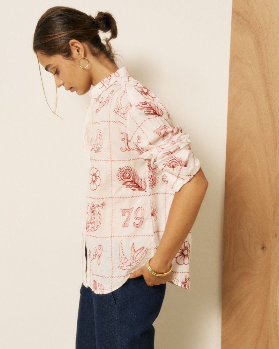 Chemise Garçon en Voile de Coton & Broderies imprimé Ecru Colorado - Image 2