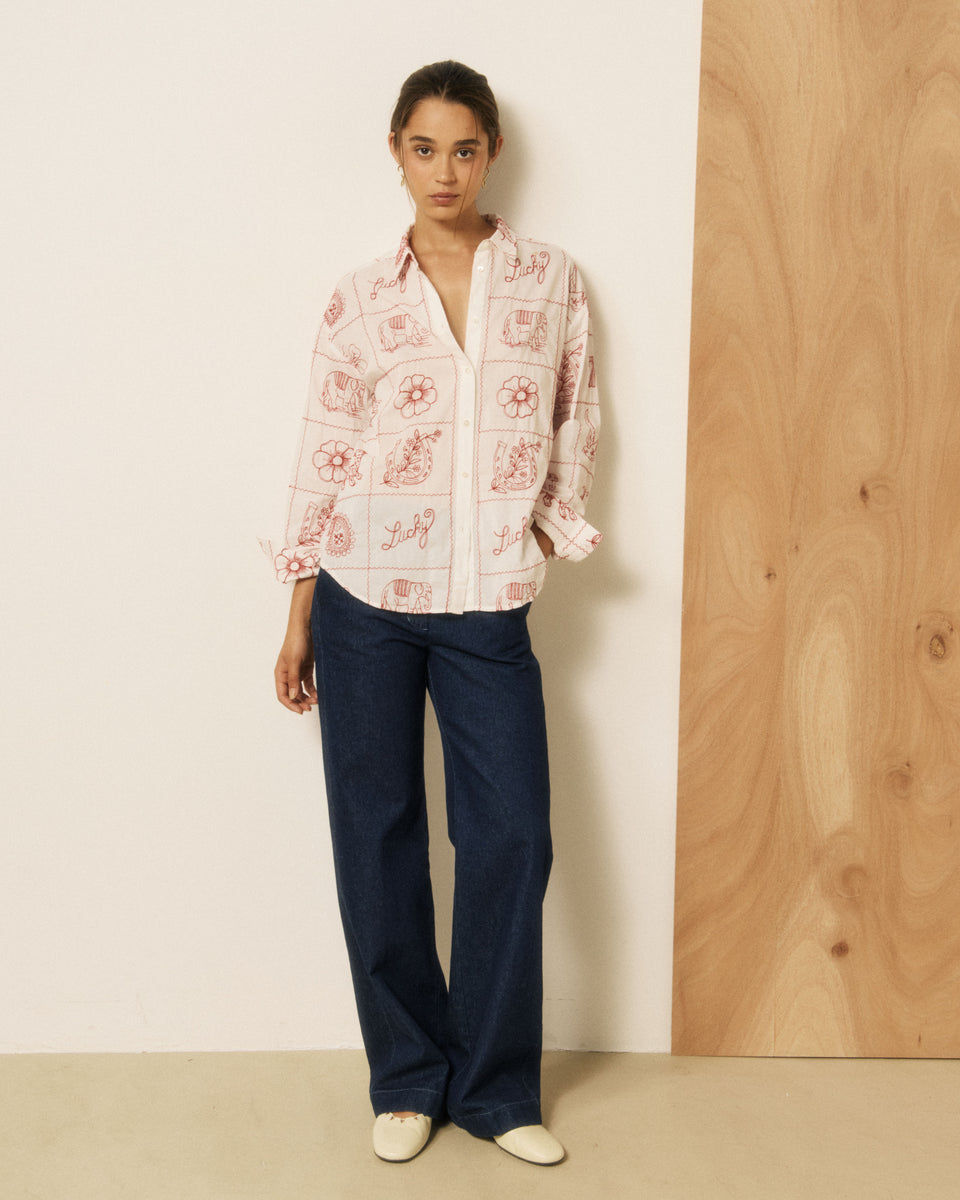Chemise Garçon en Voile de Coton & Broderies imprimé Ecru Colorado - Image 3