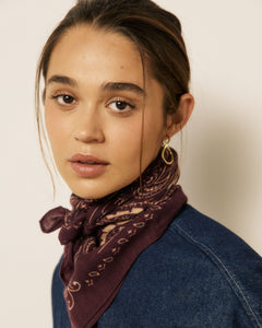 Echarpe Femme en Laine imprimé Bordeaux Bandana