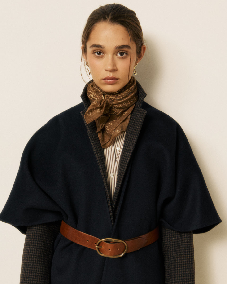 Echarpe Femme en Laine imprimé Taupe Bandana - Image 2