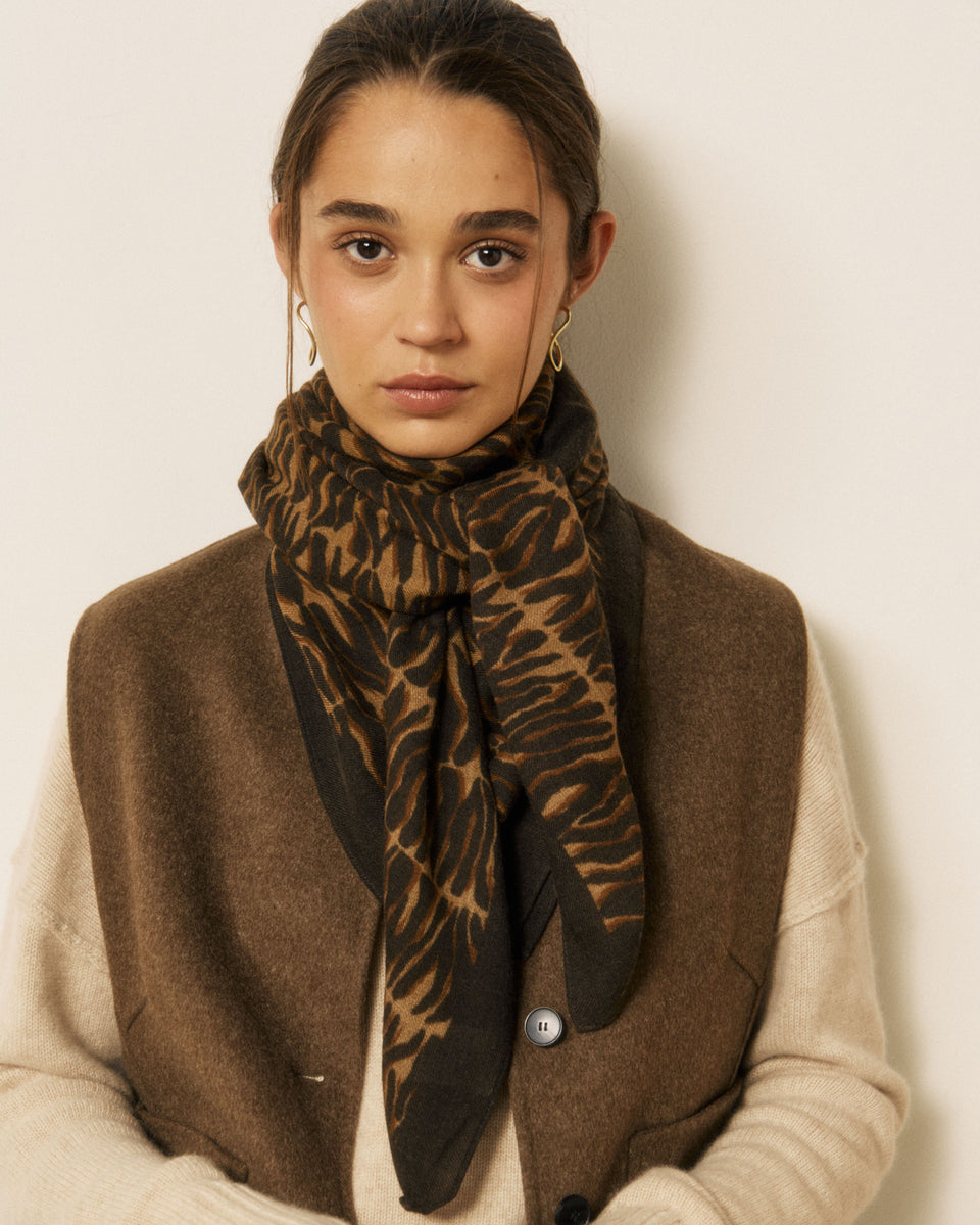 Echarpe Femme en Laine Zèbre Taupe - Image principale
