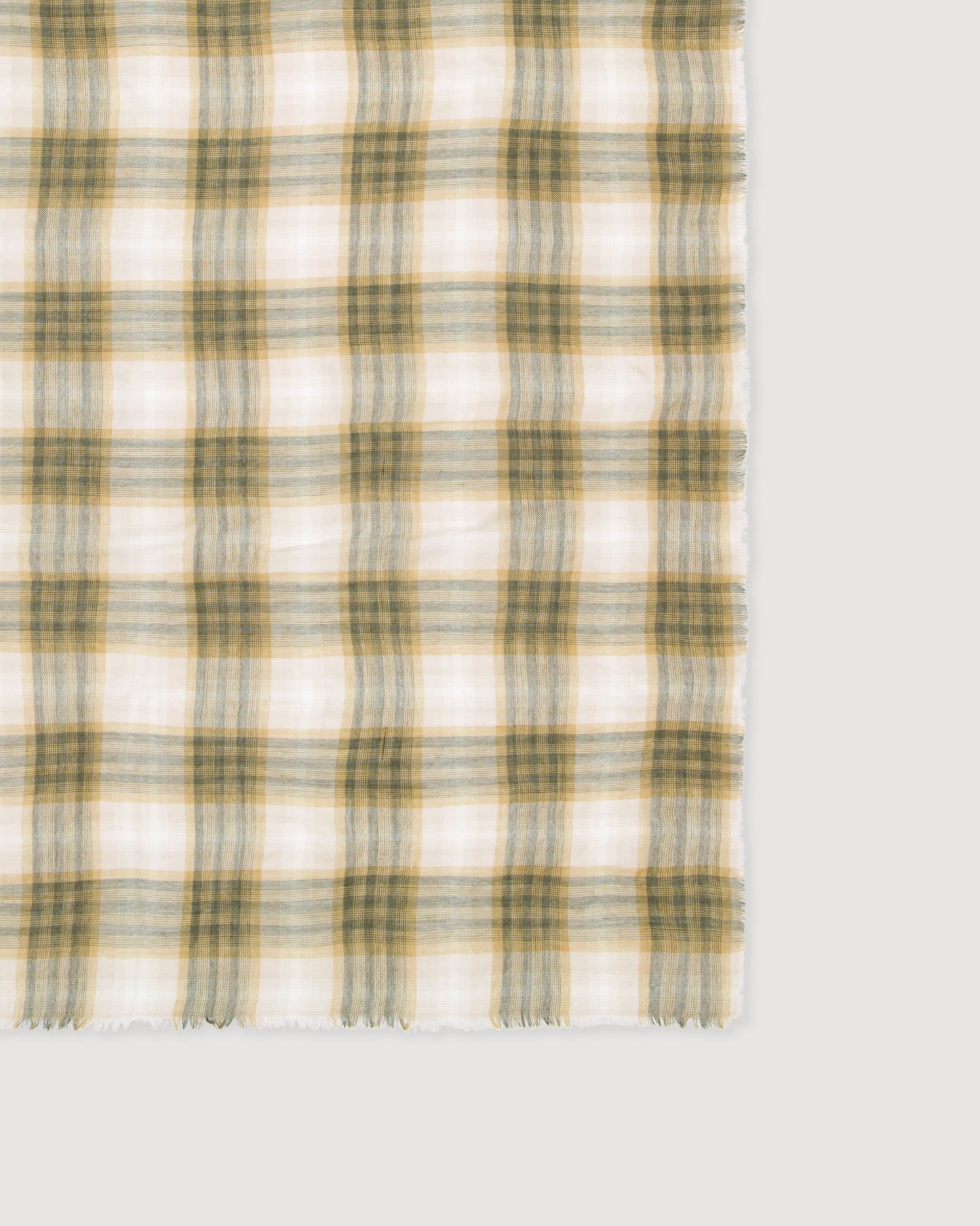 Echarpe Femme en Laine à Carreaux Beige & Vert