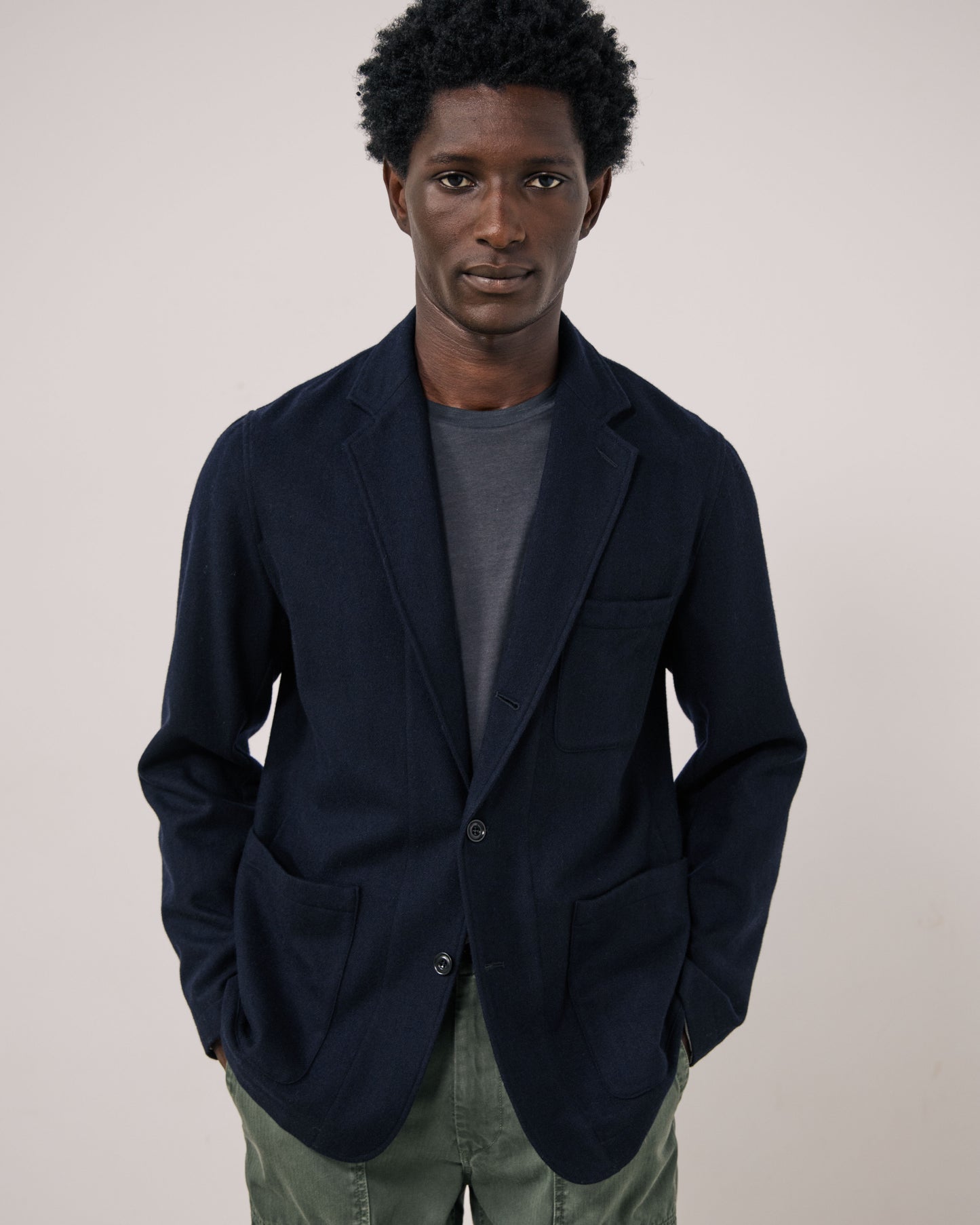 Veste Homme en Flanelle de laine Bleu Marine Julian