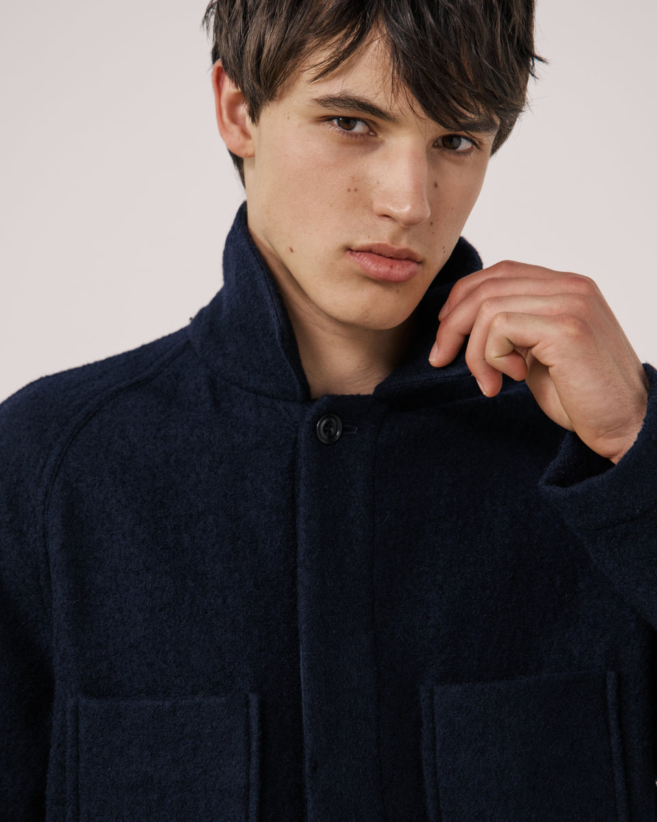 Veste Homme en Laine Vierge Bleu Marine Parton - Image 3