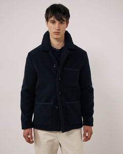 Veste Homme en Sherpa Bleu Marine Utility