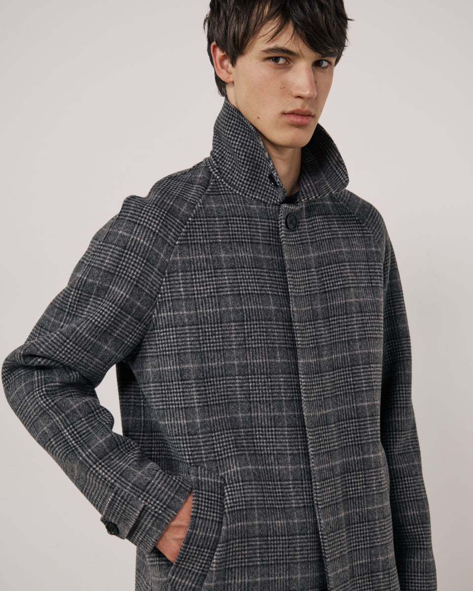 Graig Men's Grey Checked Double-Faced Wool Coat - Image 2