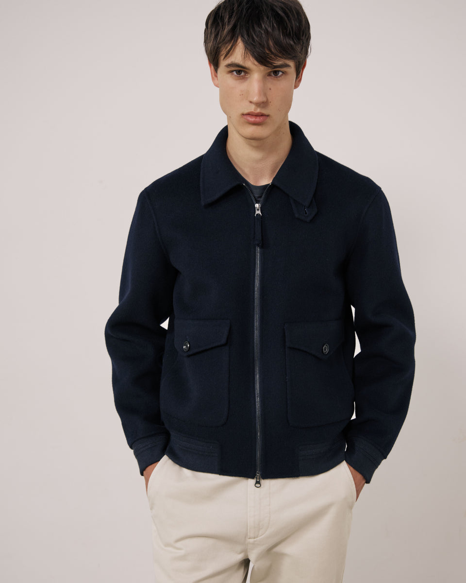 Blouson Homme en Laine Double Face Bleu Marine Doug - Image principale