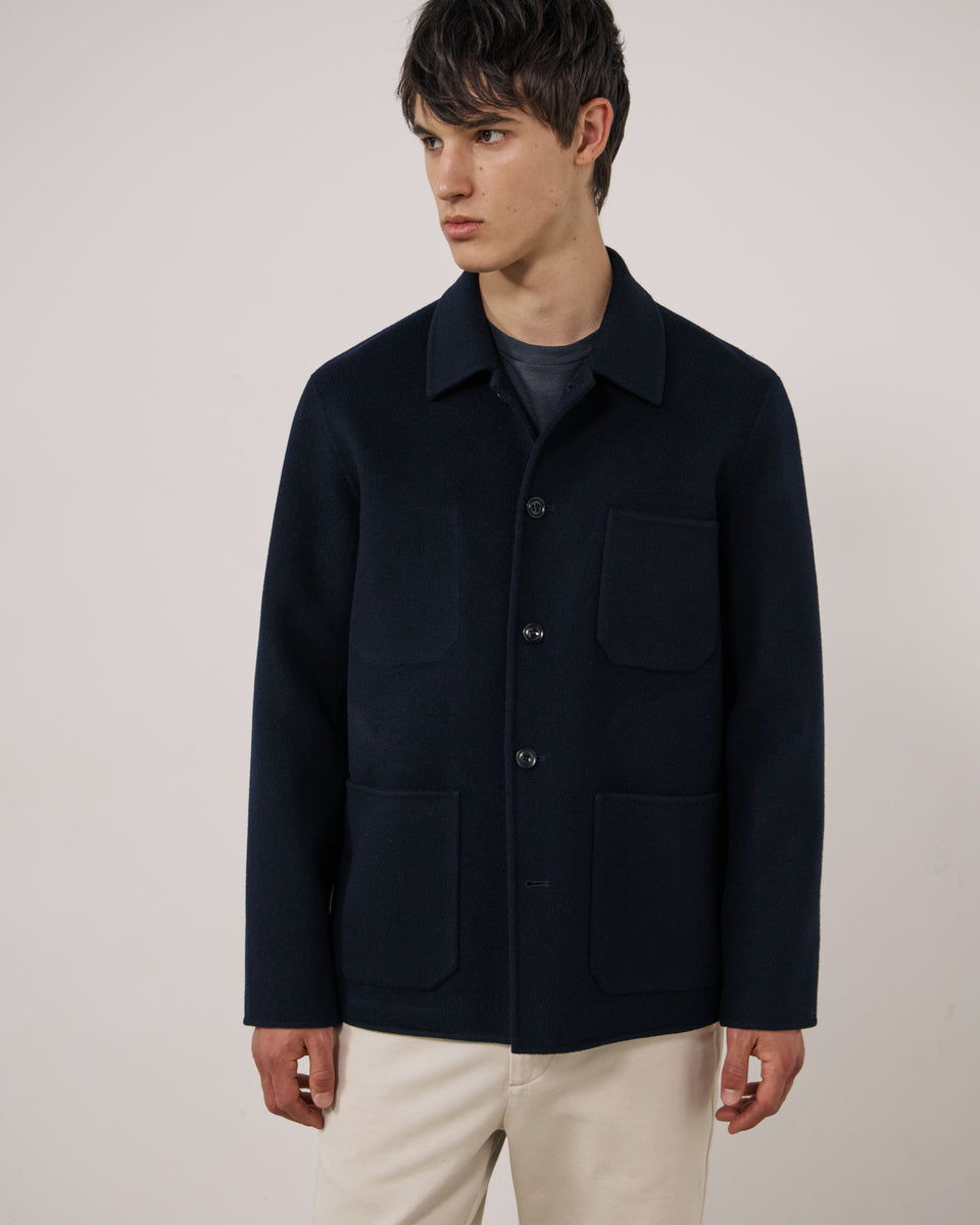 Veste Homme en Laine Double Face Bleu Marine Jay - Image principale
