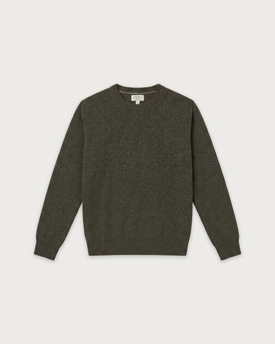 Crew Boys' Military Green Wool & Cashmere Sweater - Image principale