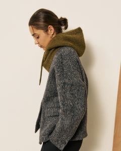 Cagoule Femme en Laine d'Alpaga & Mérinos Khaki Meva