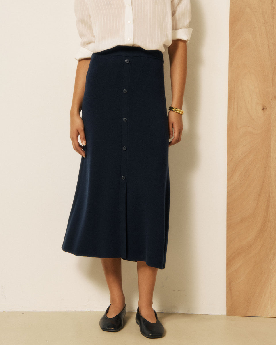 Gonna da donna in lana merino blu notte Melka - Image 2