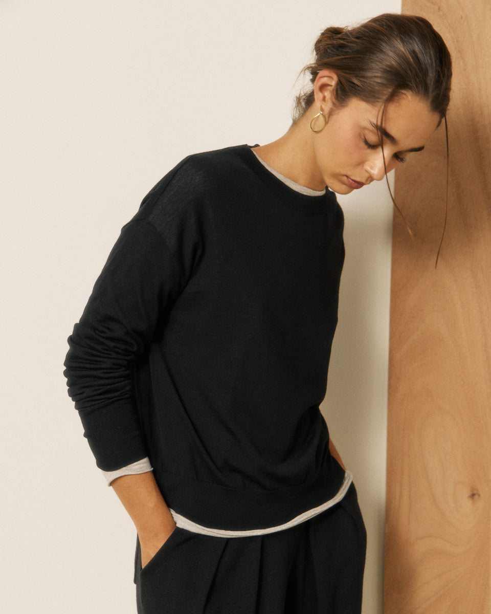 Maglione da donna in lana merino nero Manitoba - Image 3