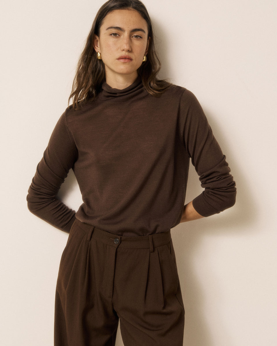 Maglione da donna in lana merino cioccolato Myrfa - Image 3