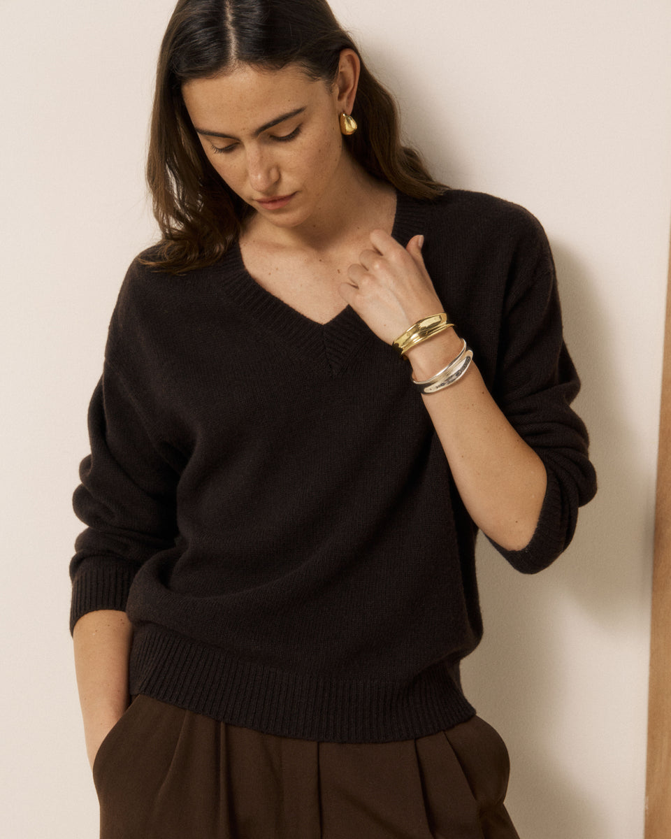 Maglione da donna in lana e cashmere marrone Milanto - Image 3