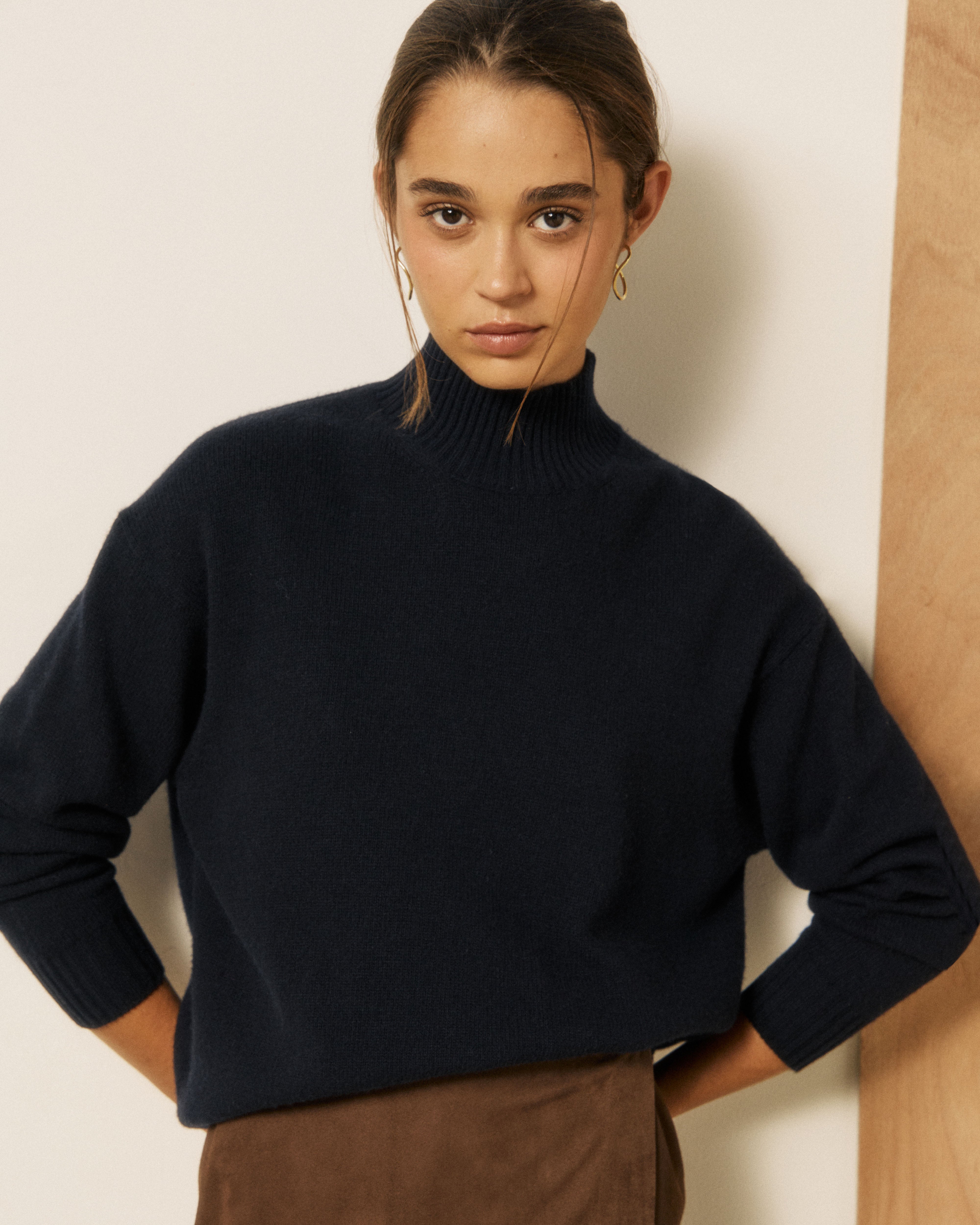 Mylo Women's Navy Blue Wool & Cashmere Sweater BGNZ526-04