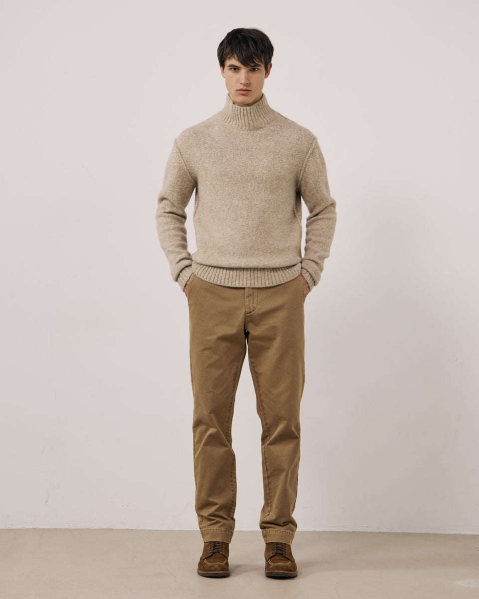 Jersey de lana de yak y alpaca crudo para hombre Turtle Neck - Image 2