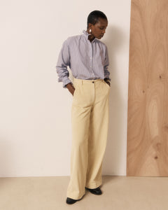 Pantalon Femme en Velours Côtelé Seersucker Jaune Parade