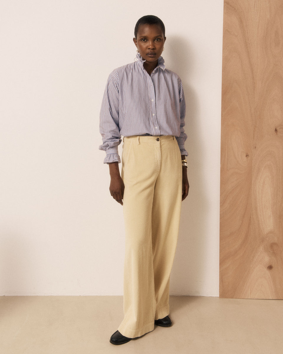 Pantalon Femme en Velours Côtelé Seersucker Jaune Parade - Image 3