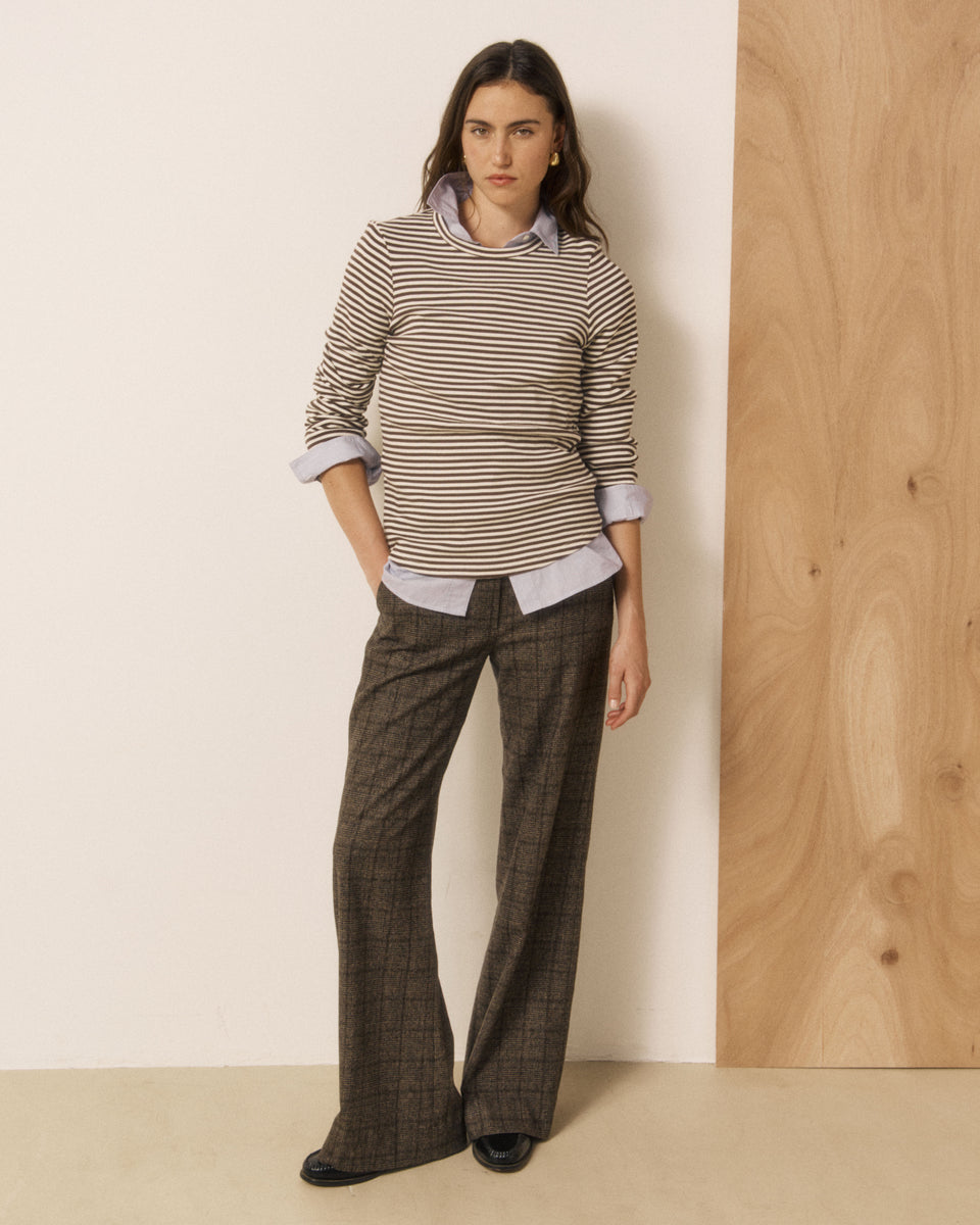Pantalon Femme en Laine imprimé Princes de Galles Marron Parade - Image principale
