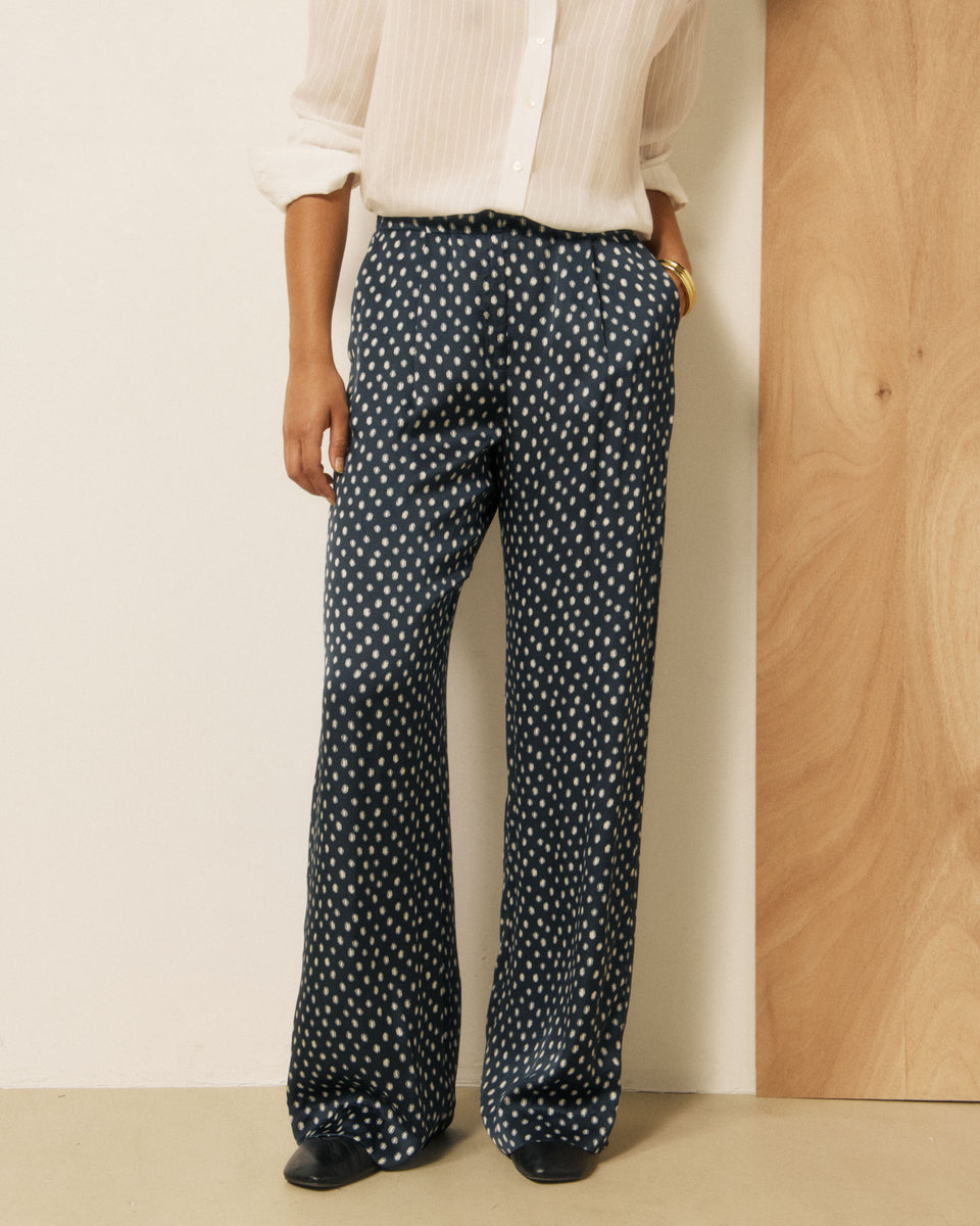 Pantaloni da donna in viscosa a pois marina & bianco Pays - Image 2