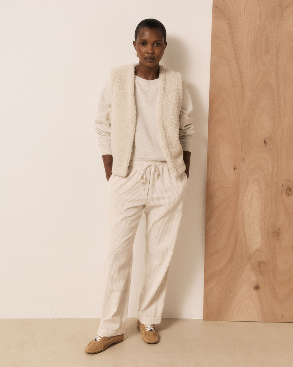 Pantalon Femme en Velours Côtelé Seersucker Ecru Peyo - Image 3
