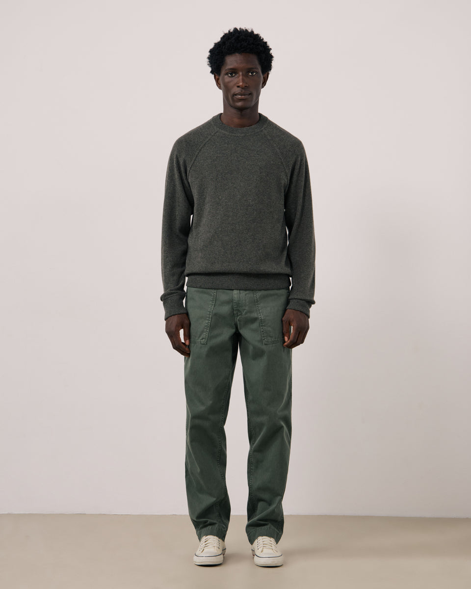 Pull Homme en Laine & Cachemire Vert Militaire Cashmere Sweat - Image 2