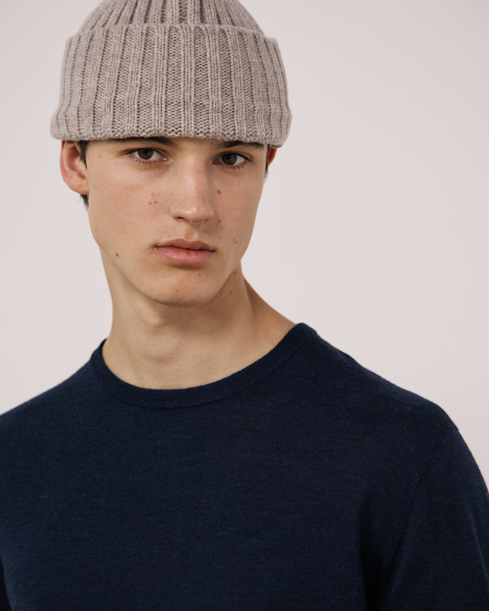 Men's Brown Wool & Cashmere Beanie - Image principale
