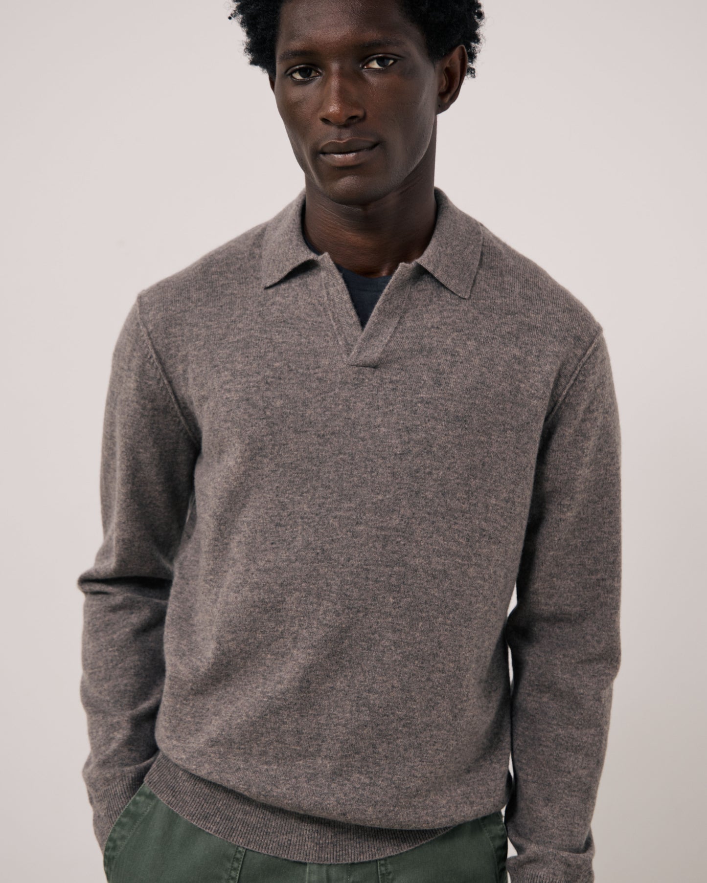 Pull Homme en Laine & Cachemire Marron Cashmere Polo