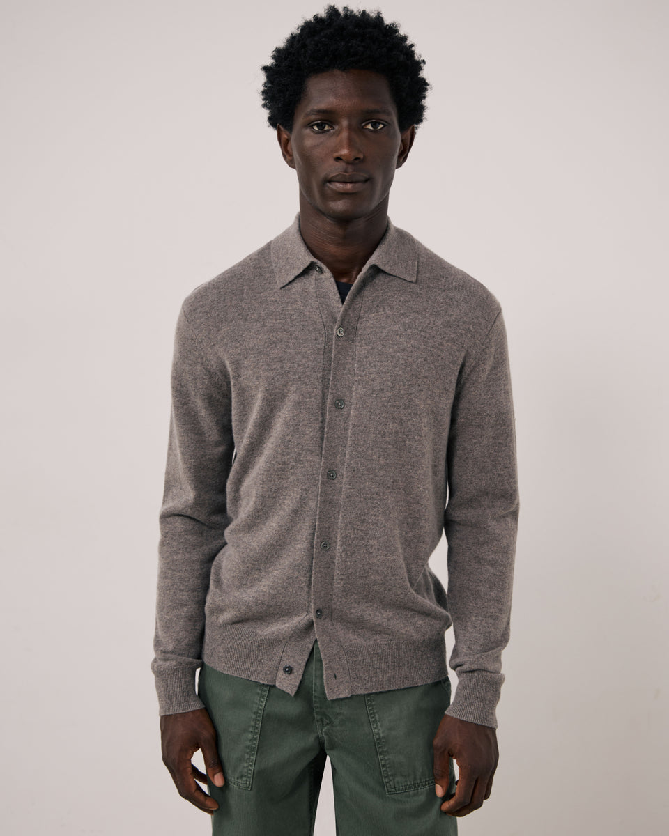 Pull Homme en Laine & Cachemire Marron Cashmere Polo - Image principale