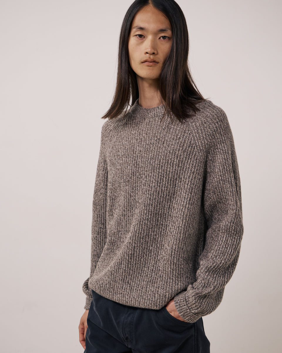 Pull Homme en Laine & Cachemire Taupe Marl Crew - Image principale