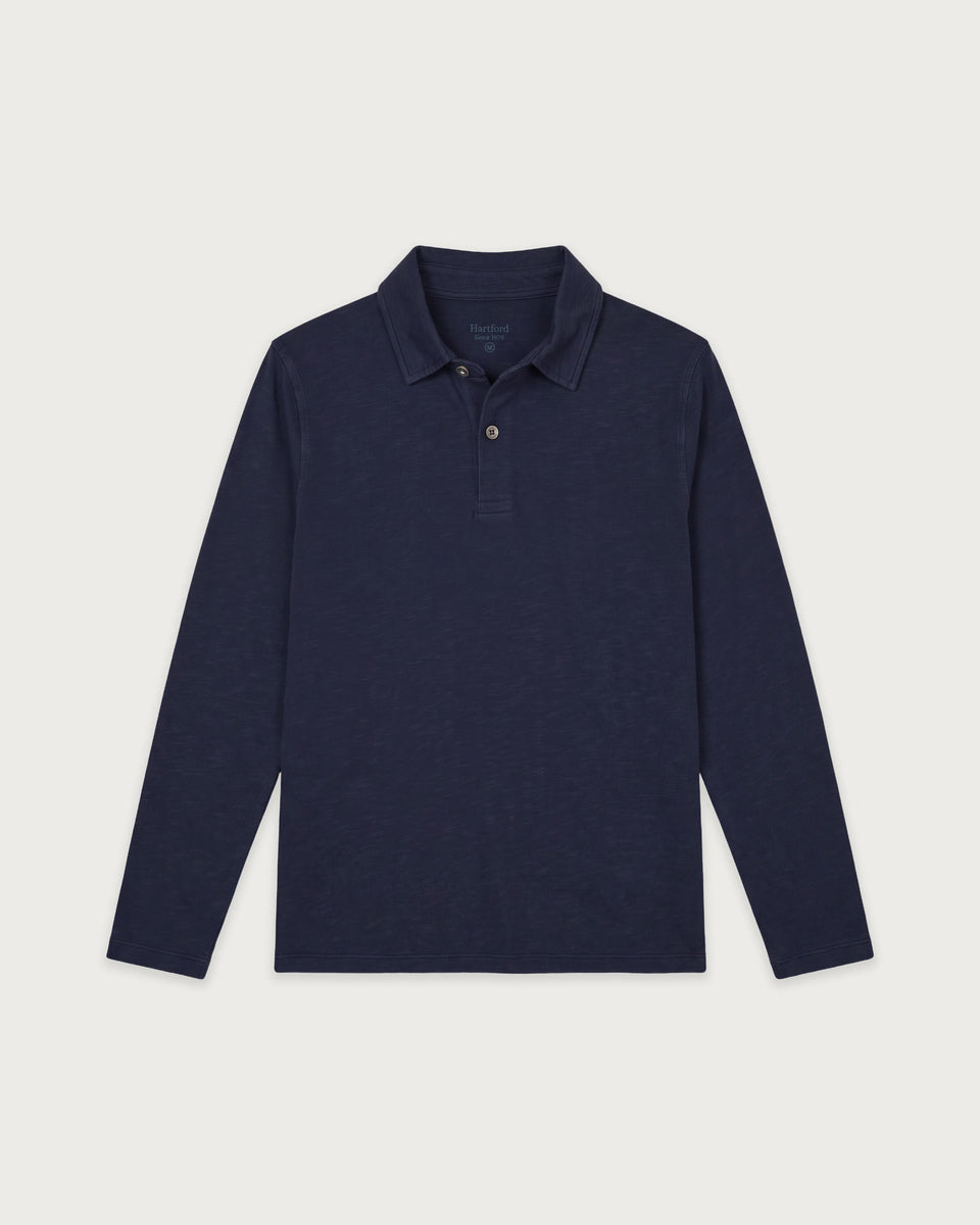 Polo da bambino in cotone fiammato blu navy - Image principale