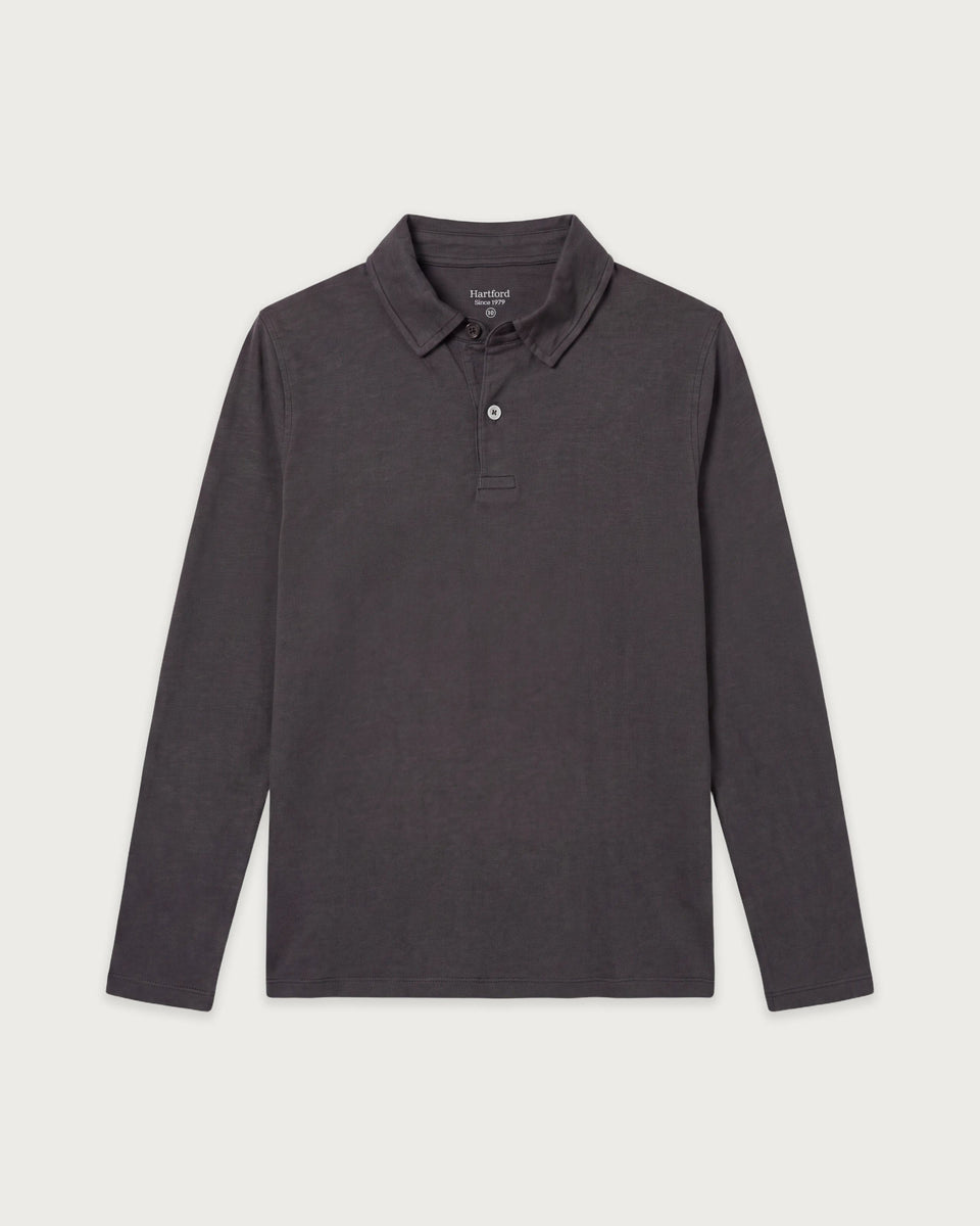 Polo da bambino in cotone fiammato carbone - Image principale