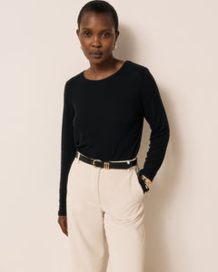 T-shirt Femme en Modal & Cachemire Noir Tatauete
