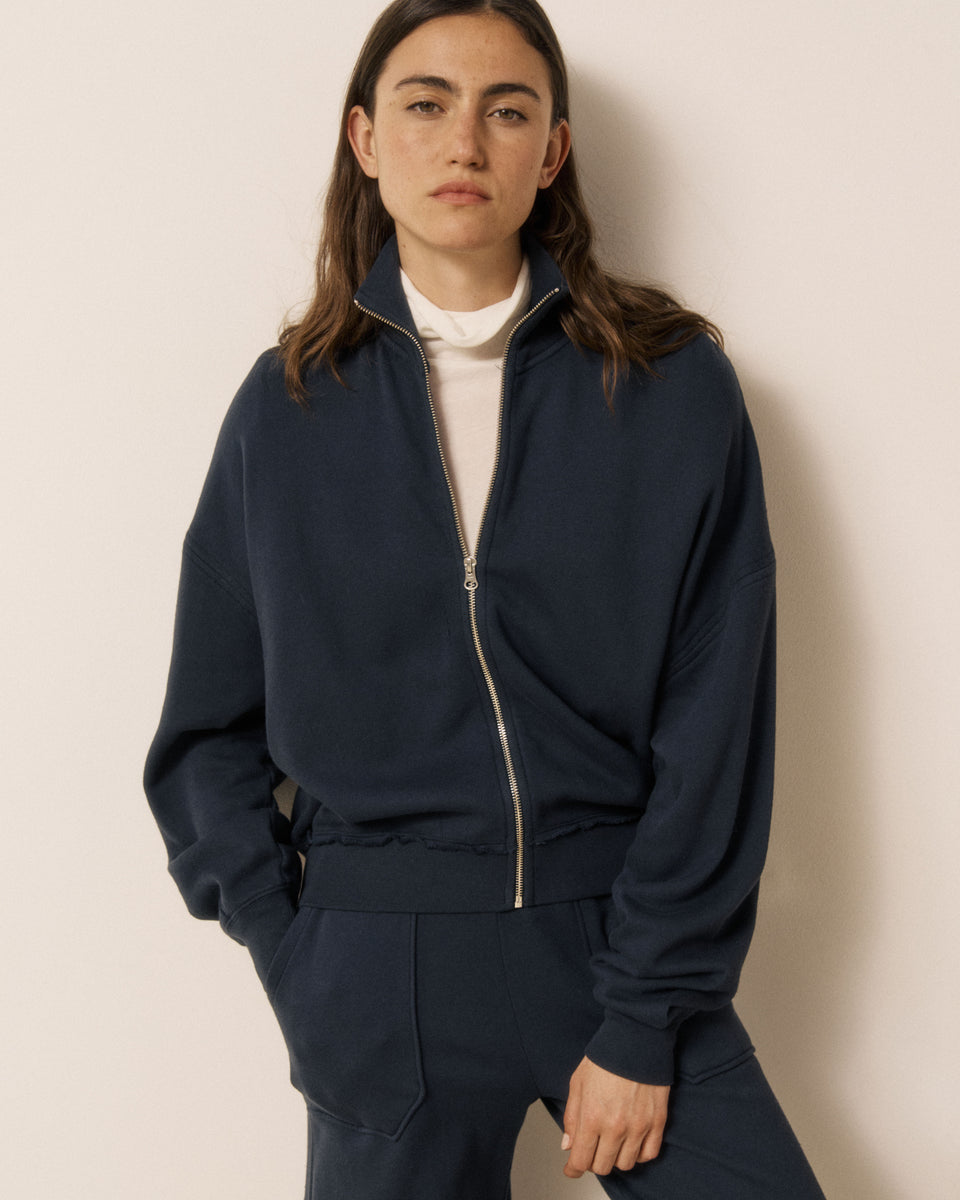 Sweatshirt Femme en Molleton Bleu Nuit Typha - Image principale